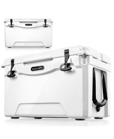 SereneLife 75-Quart Portable Cooler Box, Holds Up to 63 Cans (White)