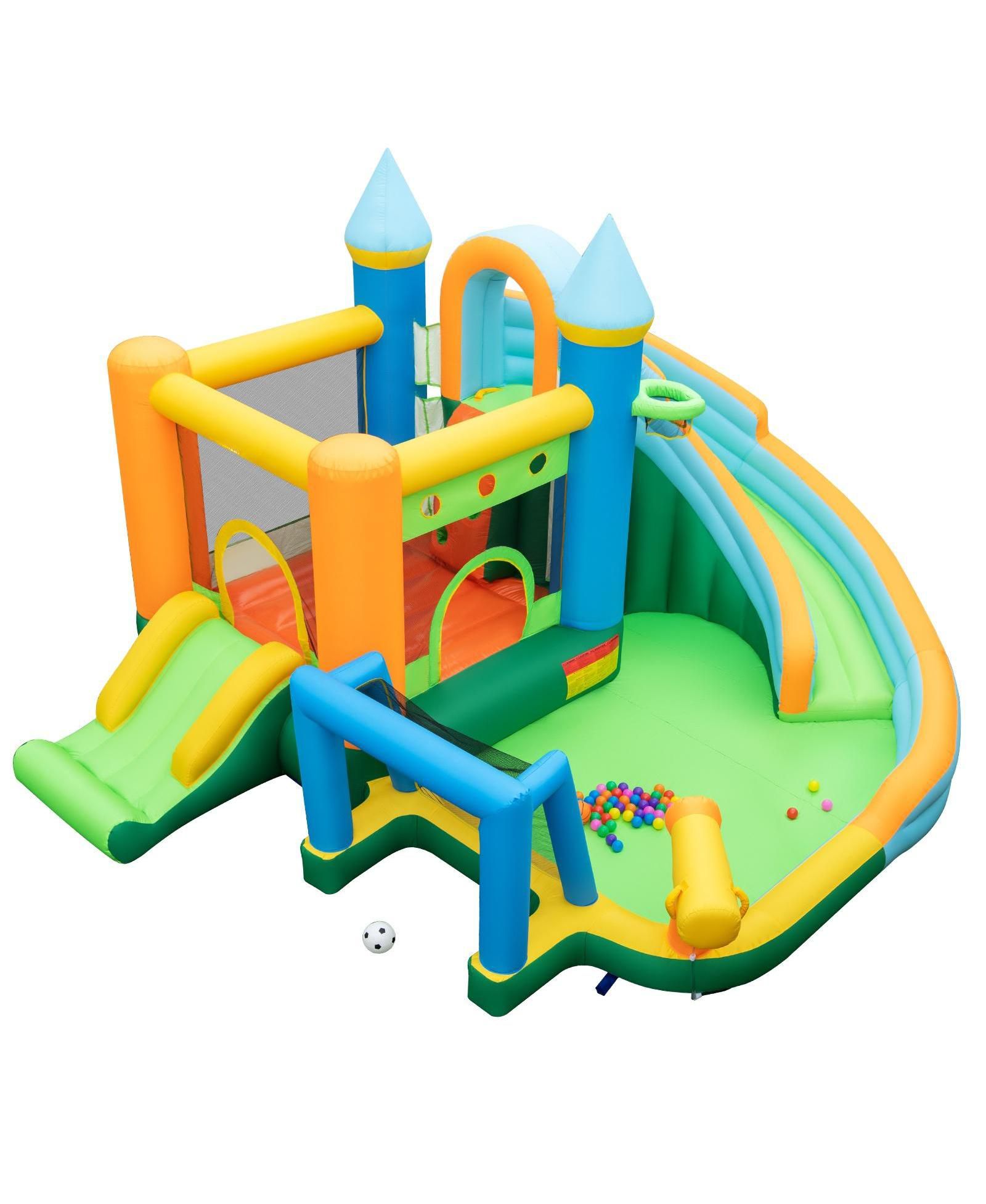 Надувной водный аттракцион GOUUN Inflatable Water Slide Blowup Bounce House с двумя горками и бассейном (без воздуходувки)