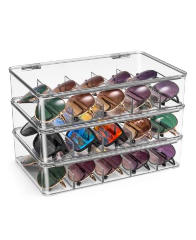 Органайзер для солнцезащитных очков Sorbus 3 Pack Clear Stackable Plastic with Hinged Lid