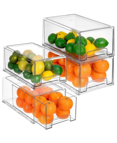 Sorbus 2 Pack Large Clear Stackable Pull-Out Drawers - Organization and Storage Containers for Kitchen, Pantry, Bathroom and More