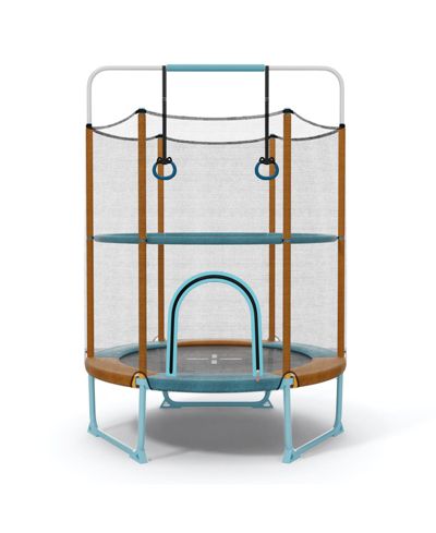 60 in Kids Trampoline with Gymnastic Bar and Adjustable Rings
