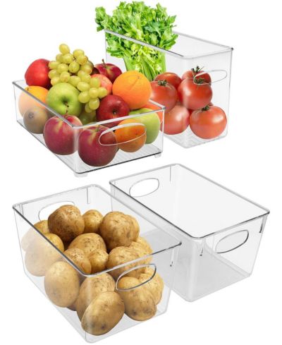 Sorbus 4-Piece Clear Plastic Container Bins