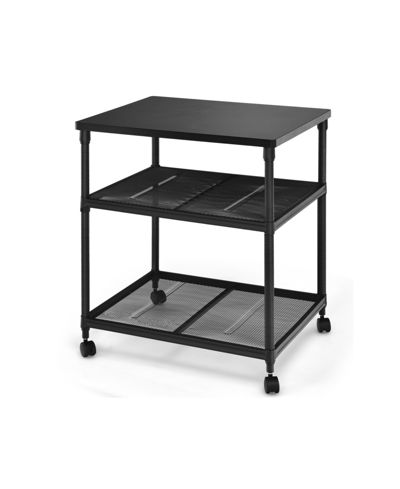 3-Tier Rolling Printer Stand with Adjustable Storage Shelf