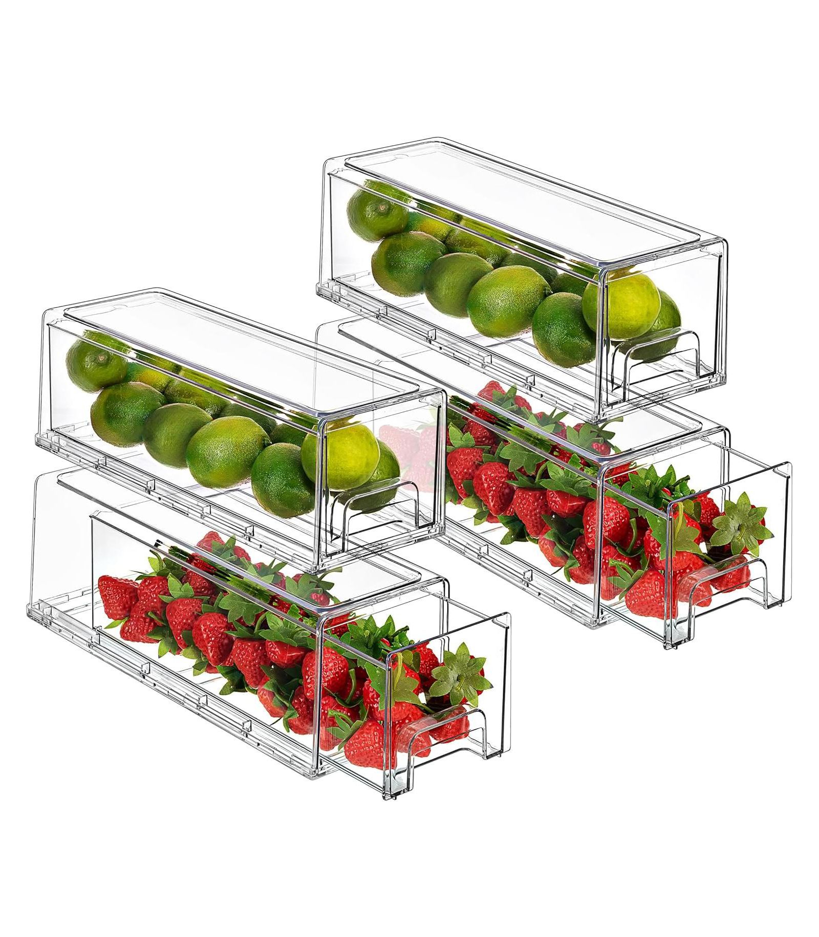 Sorbus 2 Pack Small Clear Stackable Pull-Out Drawers - Organization and Storage Containers for Kitchen, Pantry, Bathroom and More