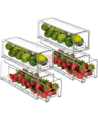 Sorbus 2 Pack Small Clear Stackable Pull-Out Drawers - Organization and Storage Containers for Kitchen, Pantry, Bathroom and More