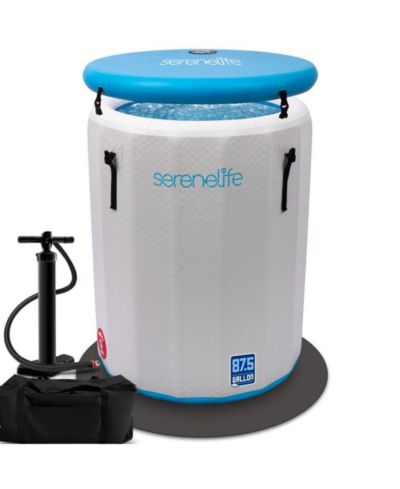 SereneLife Inflatable Cold Plunge Tub with Lid and Insulated Design, Black