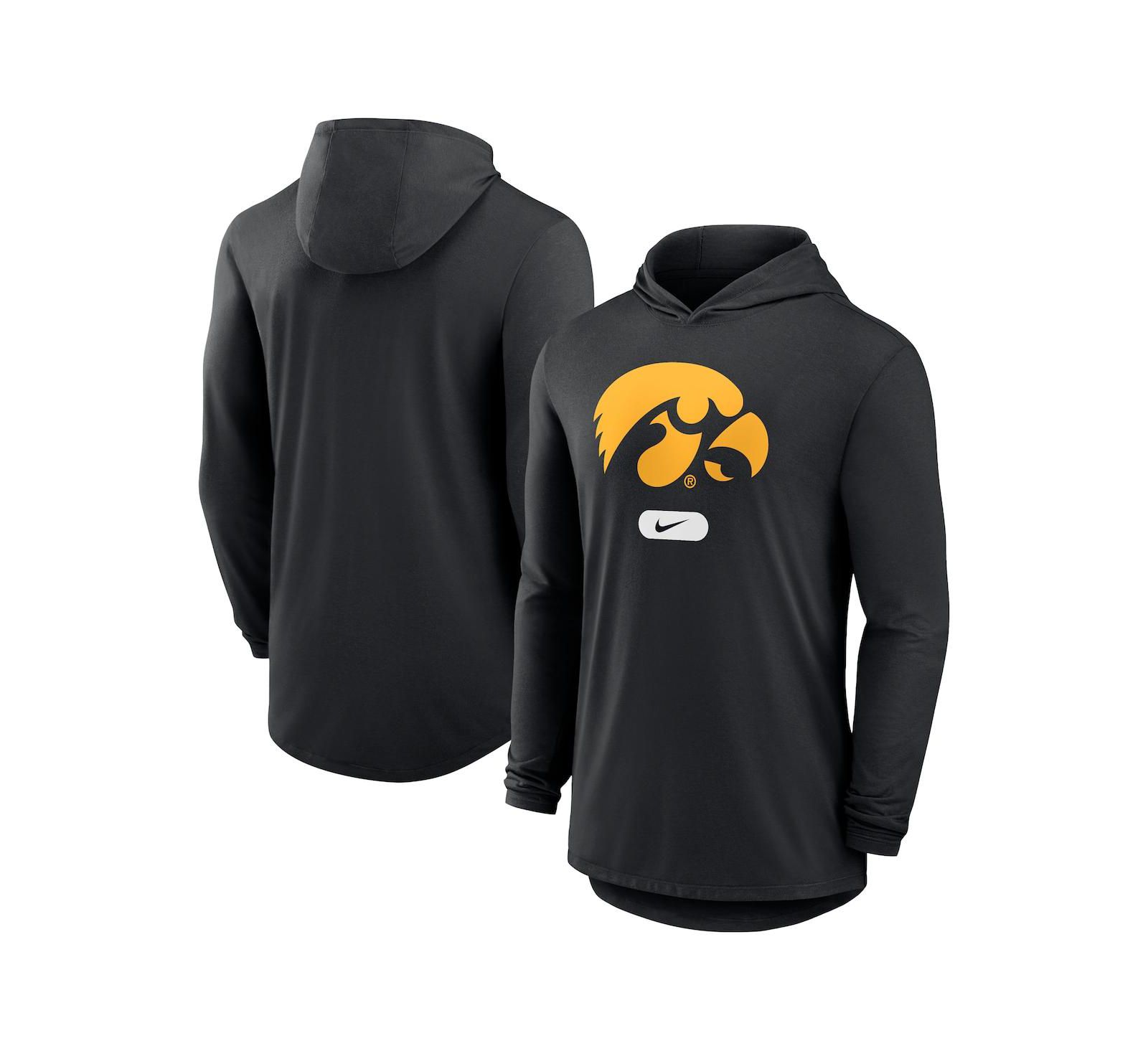 Мужское худи Nike Black Iowa Hawkeyes Lightweight Performance Long Sleeve Hoodie T-Shirt