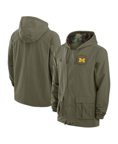 Мужское худи Jordan Olive Michigan Wolverines 2024 Military Appreciation Full-Snap