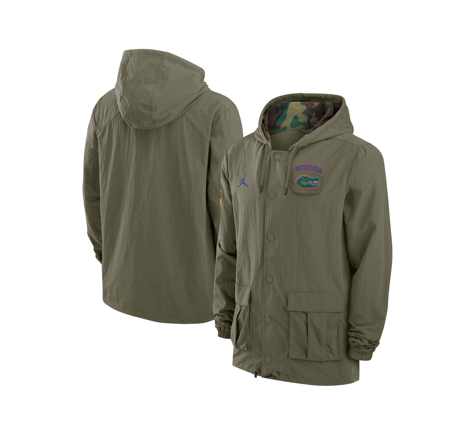 Jordan Men's Olive Florida Gators 2024 Military Appreciation Full-Snap Hoodie Military Jacket