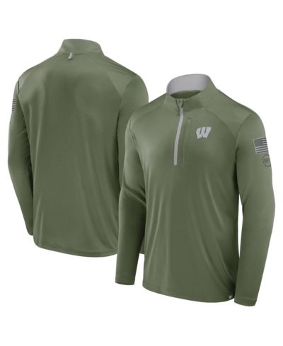 Мужская куртка Fanatics Olive Wisconsin Badgers OHT Military Appreciation Defender Quarter-Zip