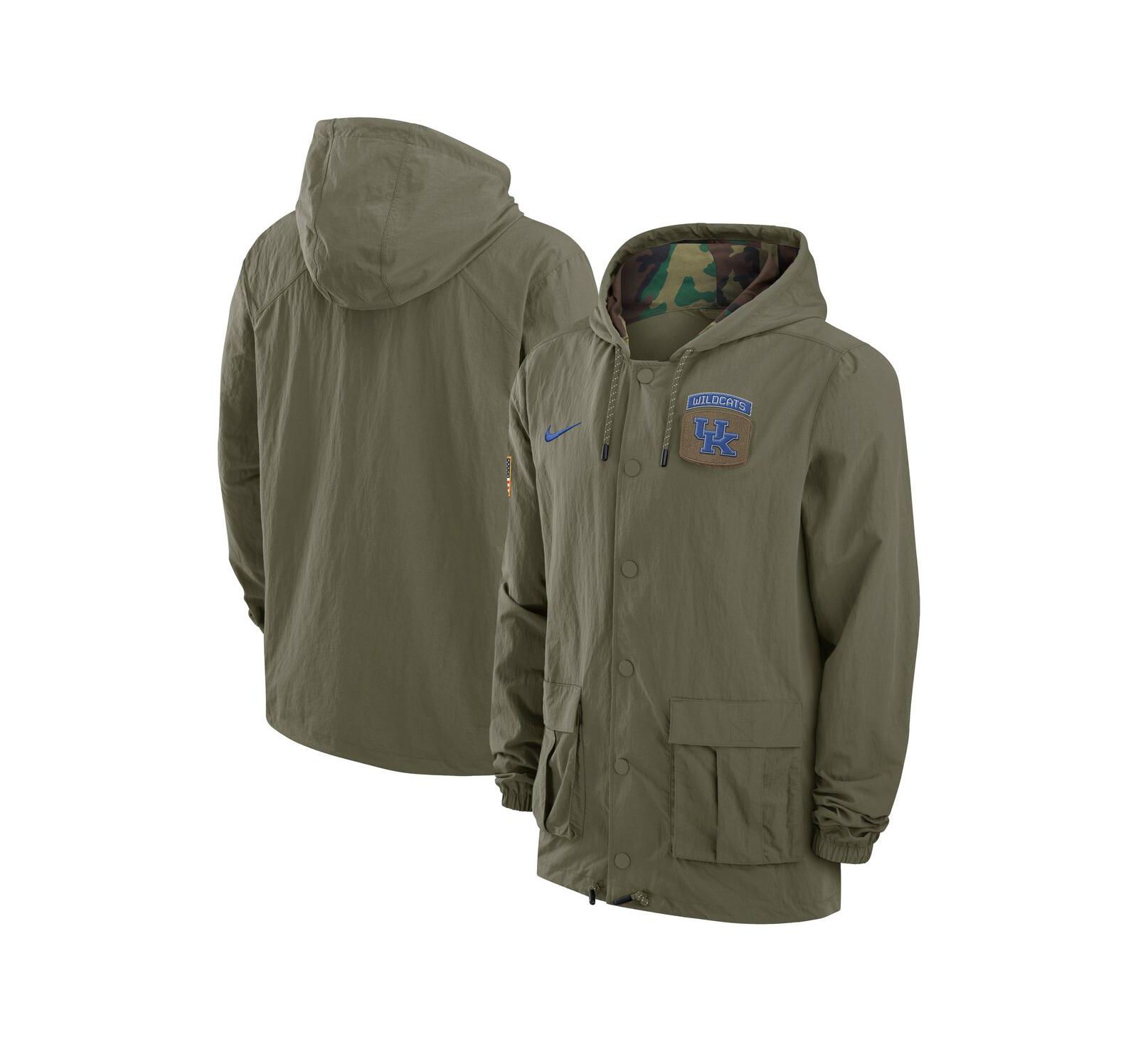 Nike Men's Olive Kentucky Wildcats 2024 Military Appreciation Full-Snap Hoodie Military Jacket