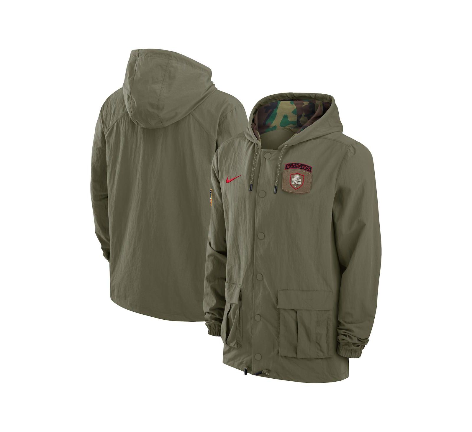 Мужское худи Nike Olive Ohio State Buckeyes 2024 Military Appreciation Full-Snap