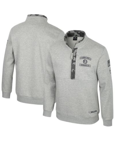 Colosseum Men's Heather Gray Florida State Seminoles OORAH OHT Military Appreciation Fleece Quarter-Zip Jacket
