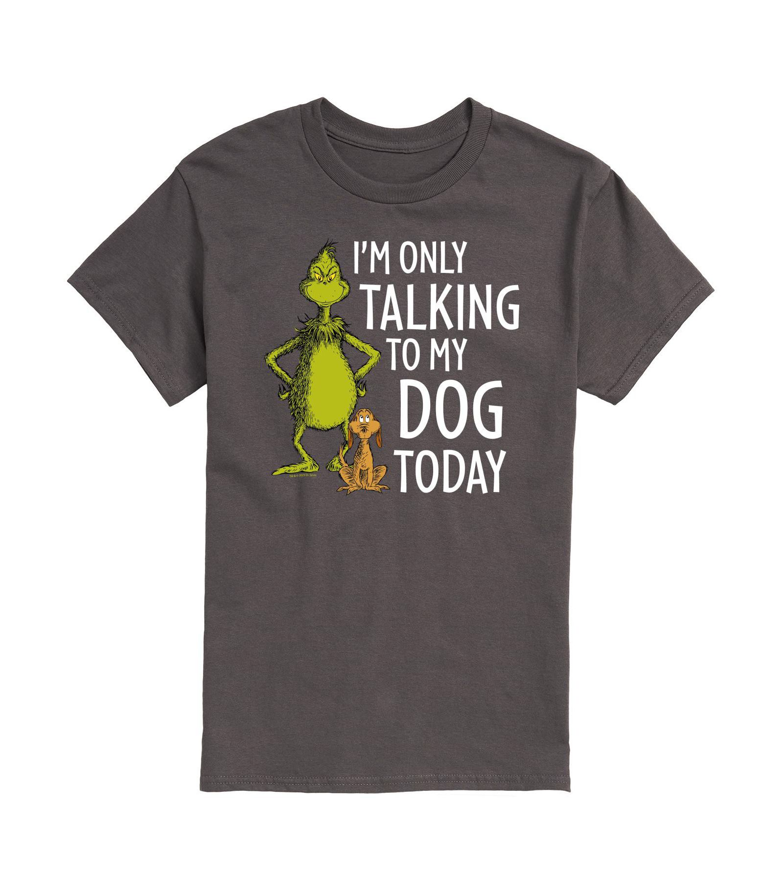 AIRWAVES Men's The Grinch Only Talking To My Dog Today People Short Sleeve Tee