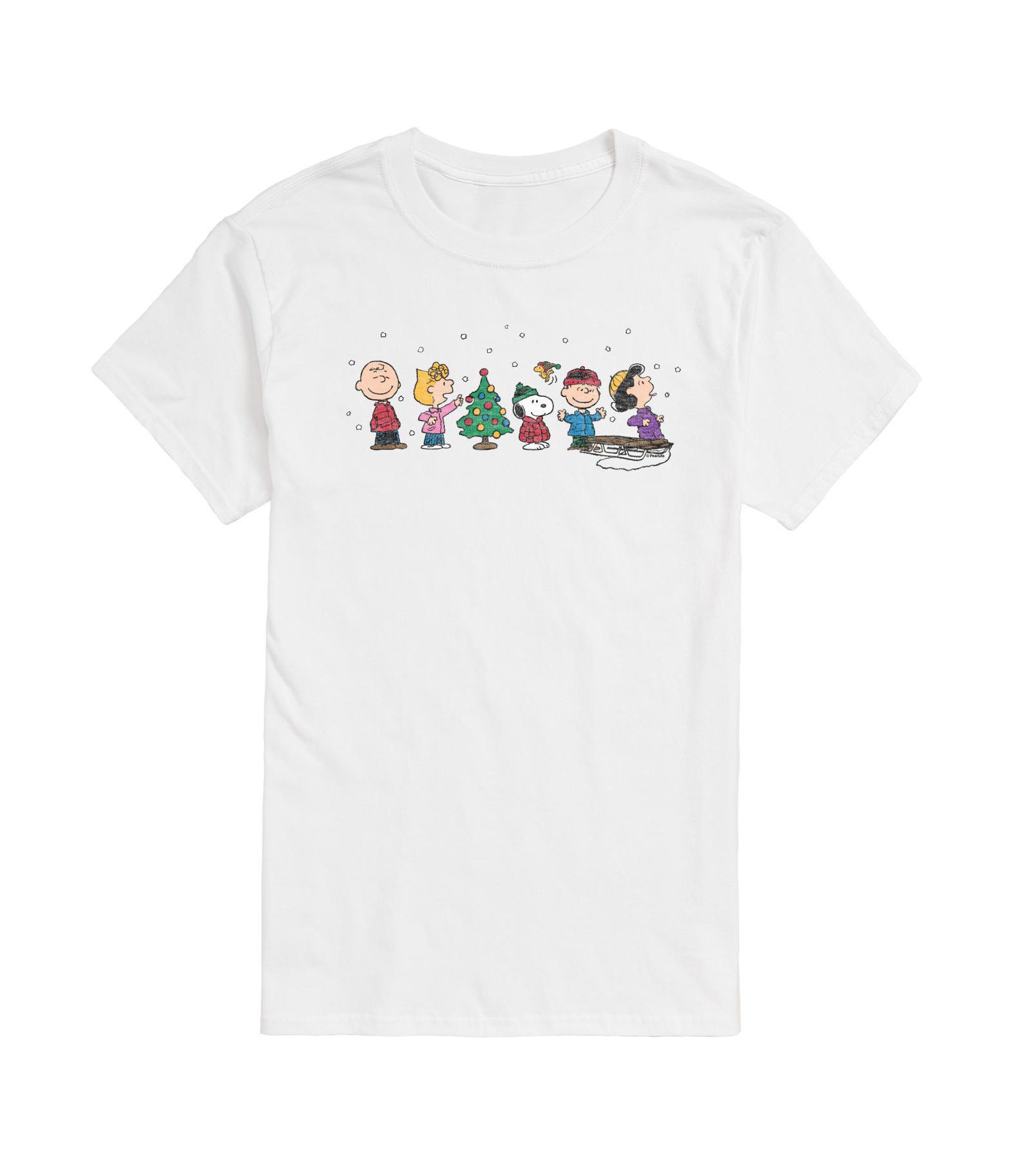 AIRWAVES Men's Peanuts Holiday Lineup Short Sleeve Tee