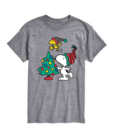 AIRWAVES Men's Peanuts Snoopy Woodstock Tree Short Sleeve Tee