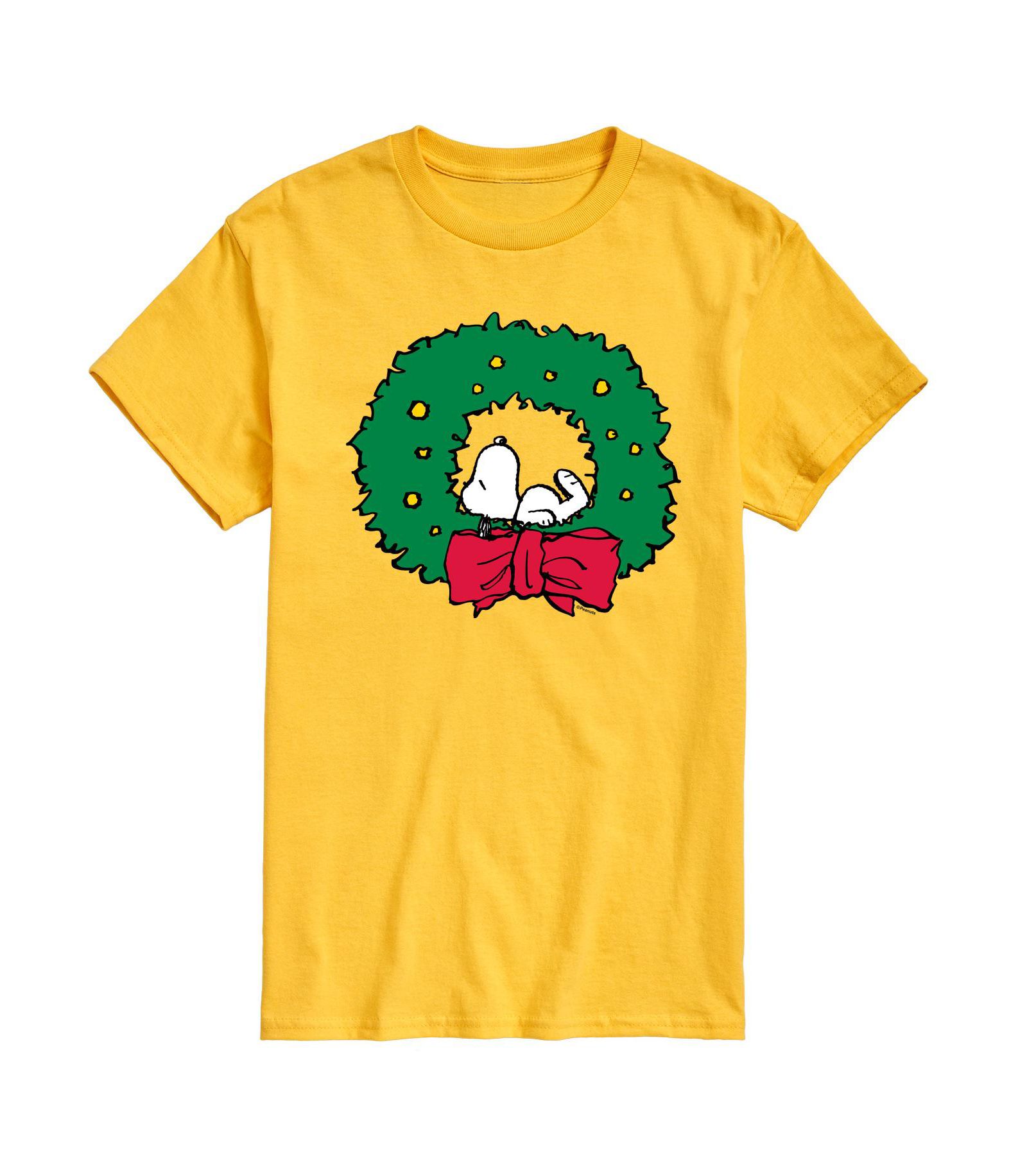 AIRWAVES Men's Peanuts Snoopy Wreath Short Sleeve Tee
