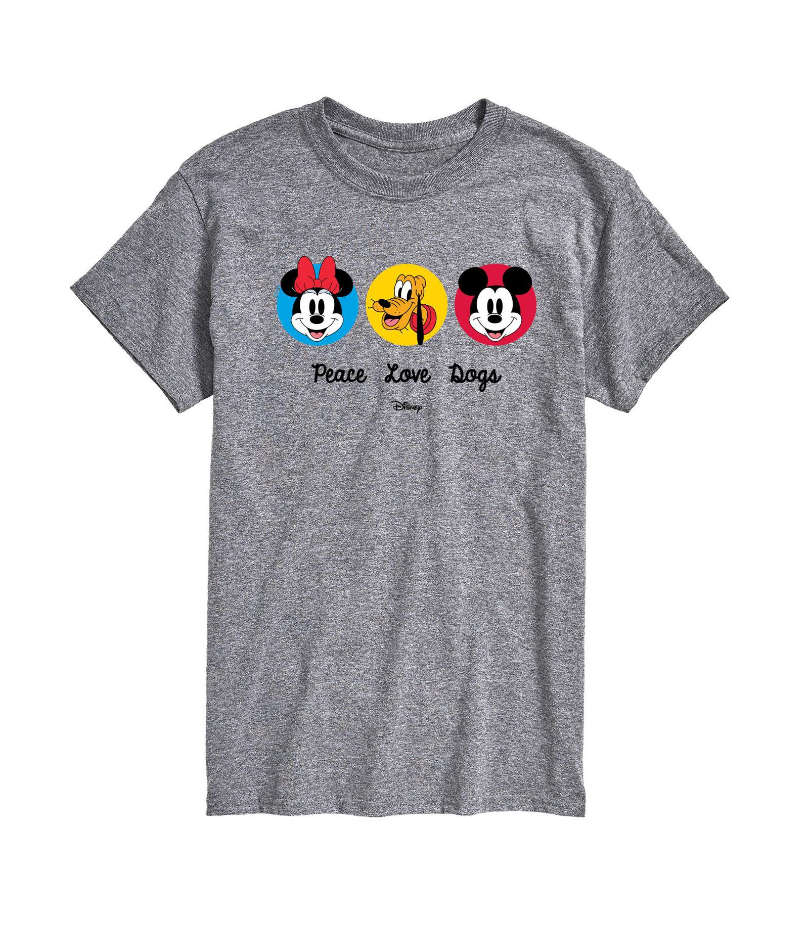 AIRWAVES Men's Disney Mickey Peace Love Dogs Short Sleeve Tee