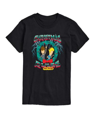AIRWAVES Men's Beavis Butthead Christmas Rules Short Sleeve Tee