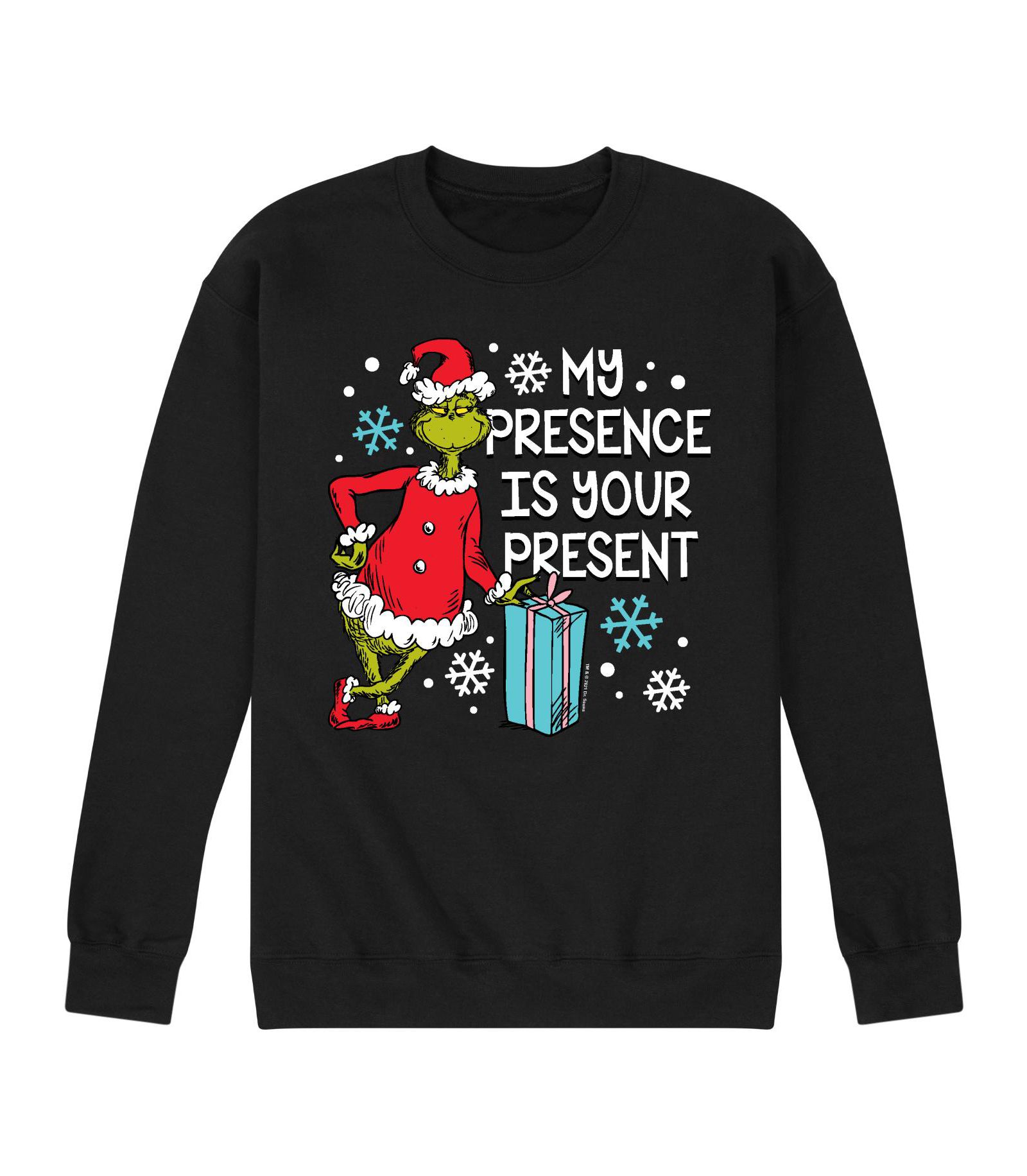 AIRWAVES Men's The Grinch My Presence Is Your Present Long Sleeve Fleece