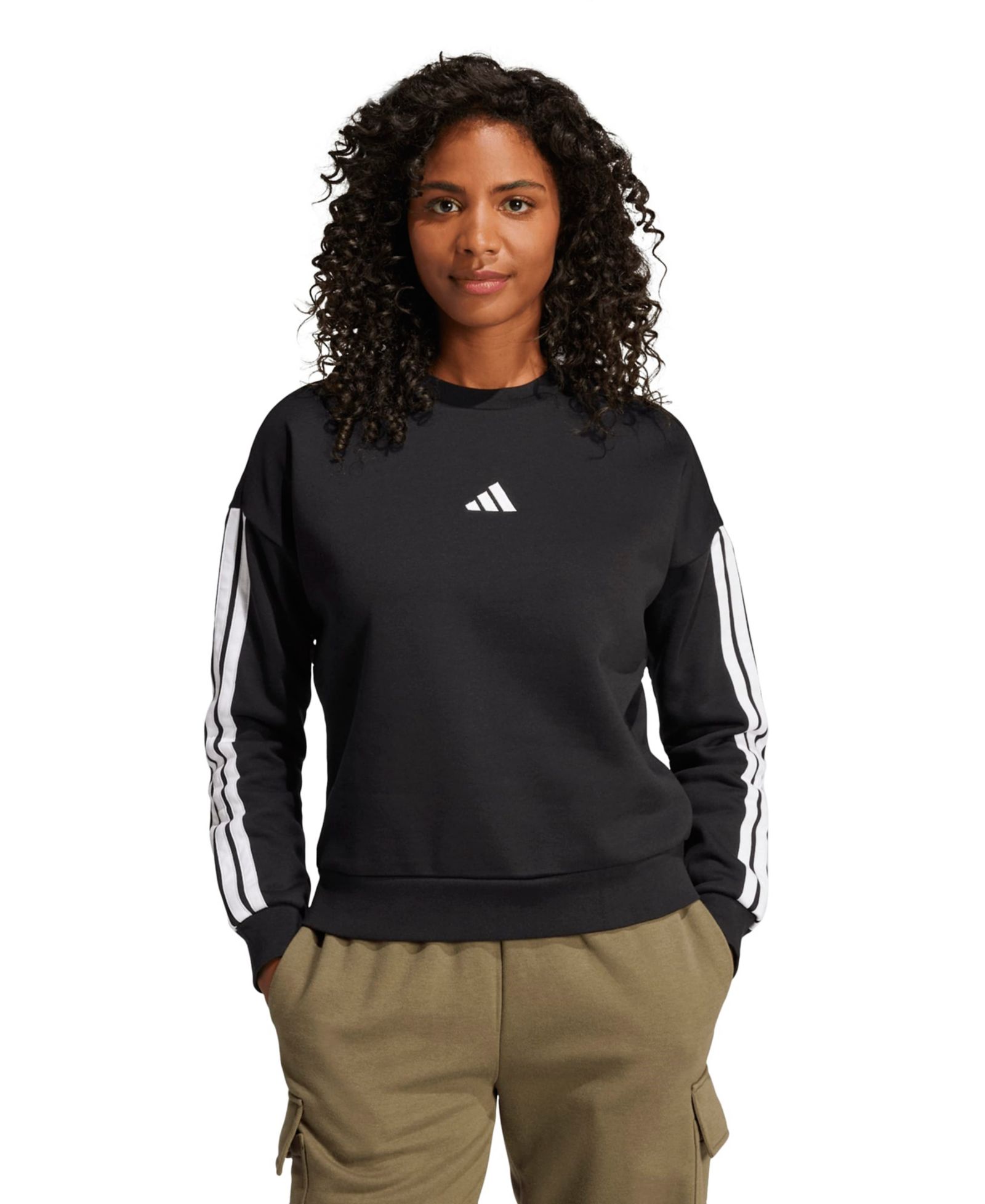 adidas Женский Essentials 3-Stripes Fleece Crew Neck Sweatshirt