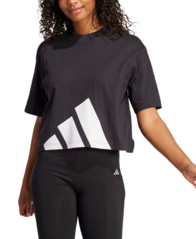 adidas, Женская хлопковая футболка с логотипом, Boxy Short-Sleeve