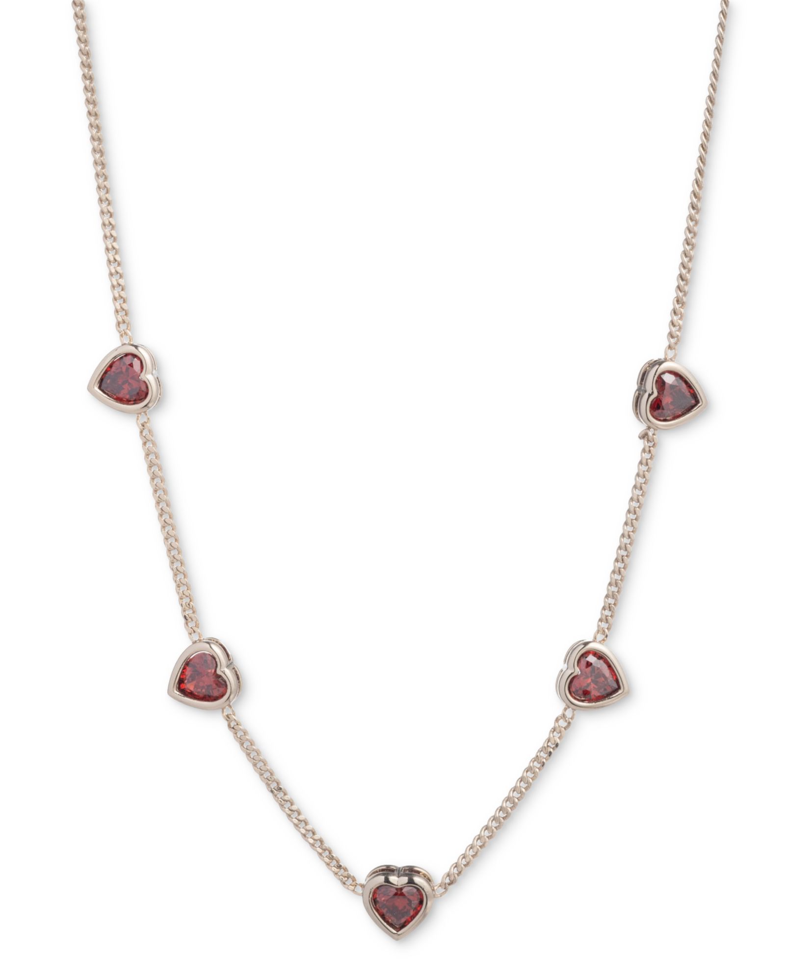 Колье Givenchy Gold-Tone Red Cubic Zirconia Heart Statement 16" + 3" extender