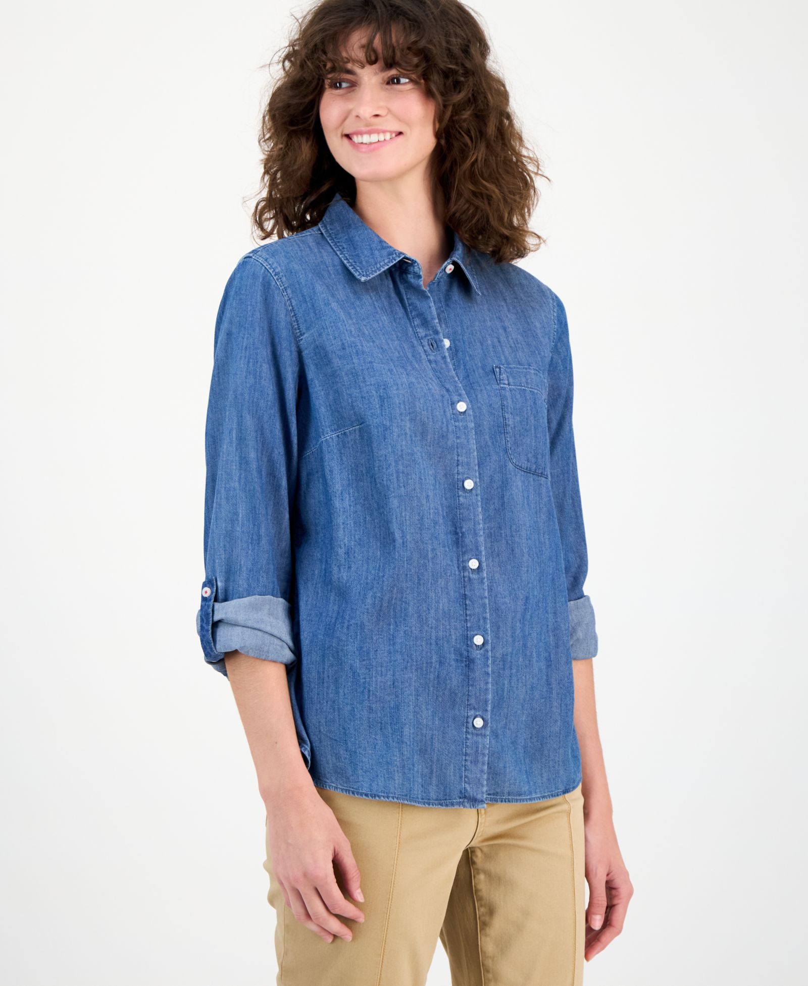 Nautica Женская рубашка Chambray Utility