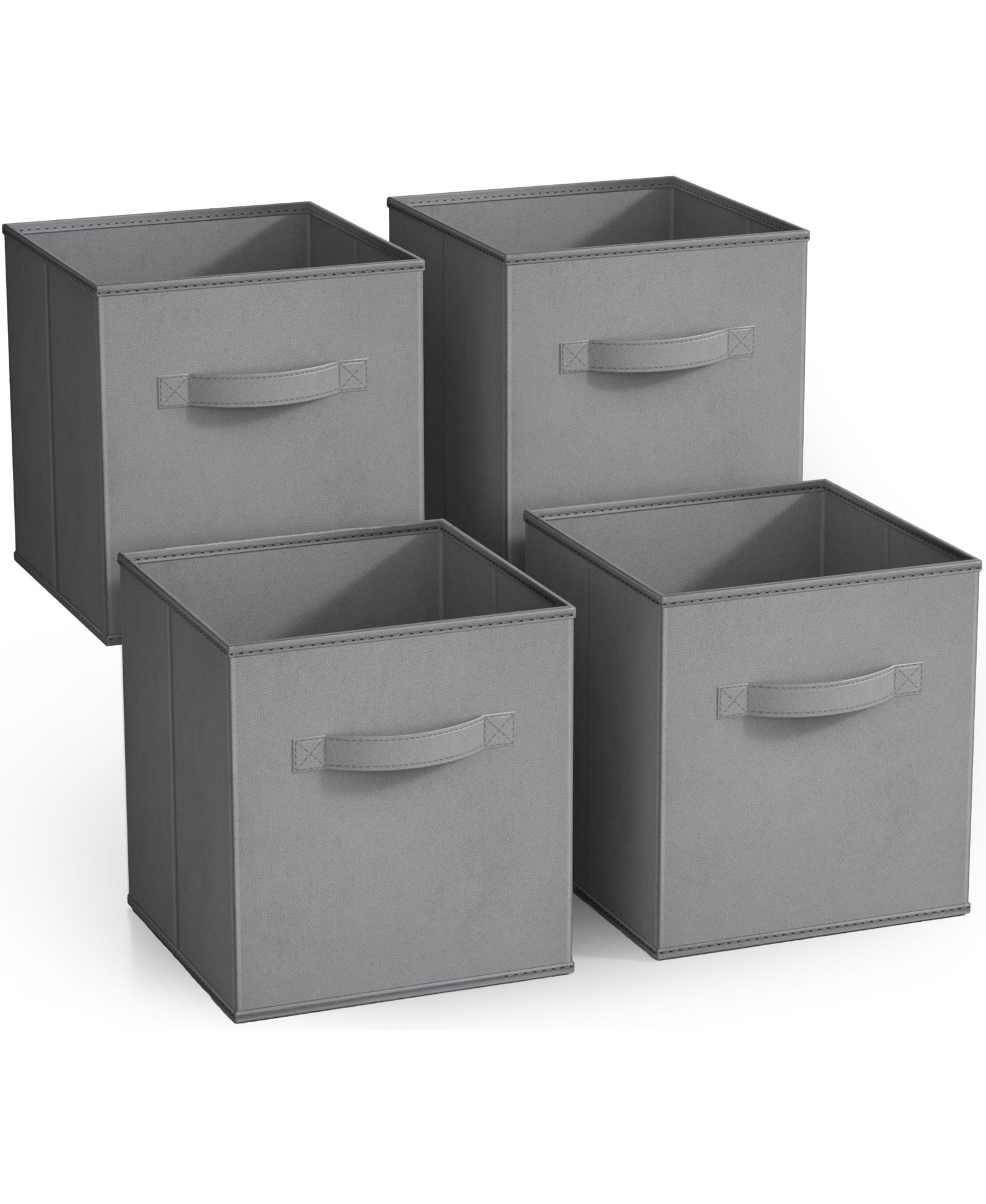 Sorbus 11 Inch 4 Pack Foldable Fabric Storage Cube Bins with Handles - for Organizing Pantry, Closet, Nursery, Playroom, and More (Gray