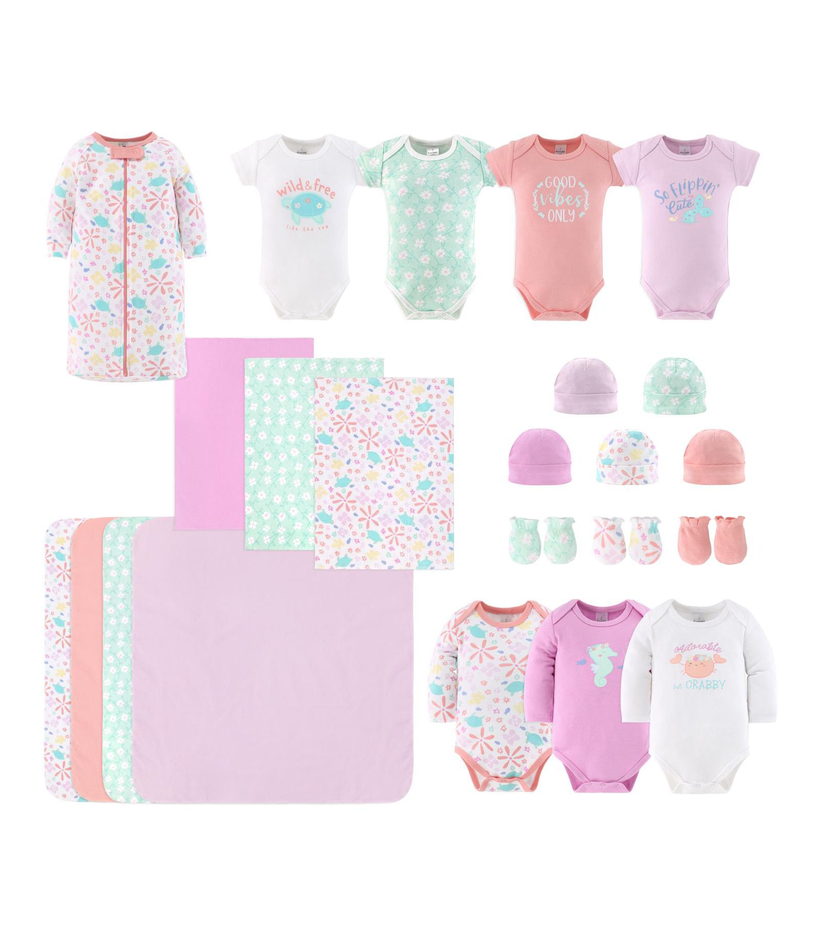 Подарочный набор для новорожденных The Peanutshell Ocean Flower 23 Essential Pieces 0-3 Months