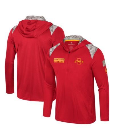 Мужское худи-куртка Colosseum Cardinal Iowa State Cyclones OHT Military Appreciation Quarter-Zip