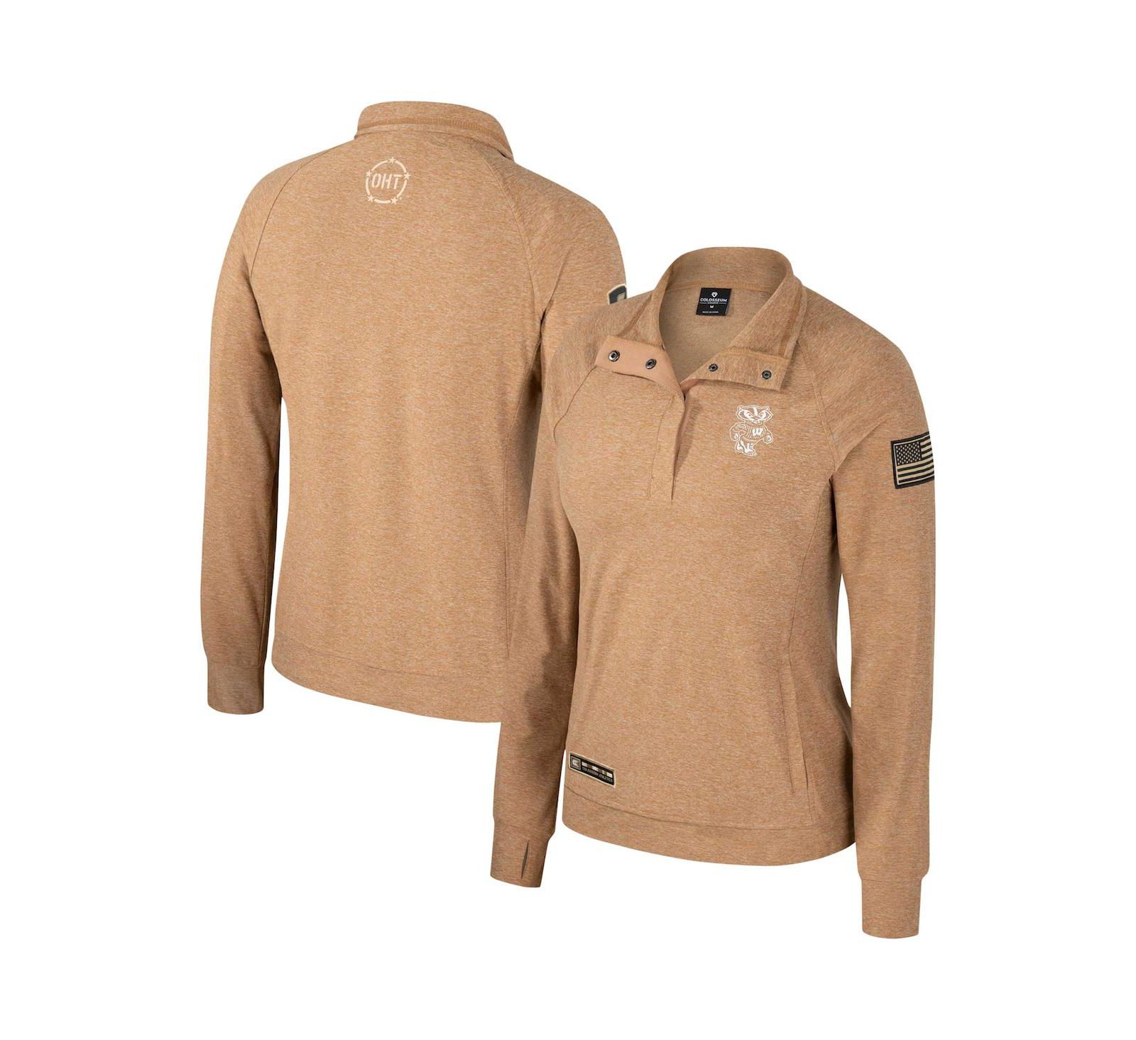 Женская куртка Colosseum Tan Wisconsin Badgers OHT Military Appreciation Sand Tatum Raglan
