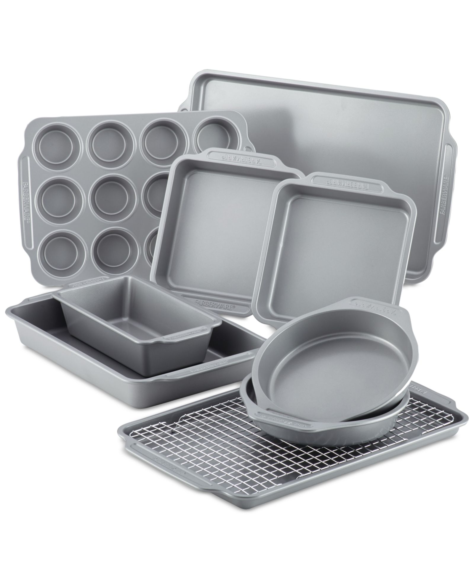 Farberware Nonstick 10-Piece Bakeware Set with Cooling Rack