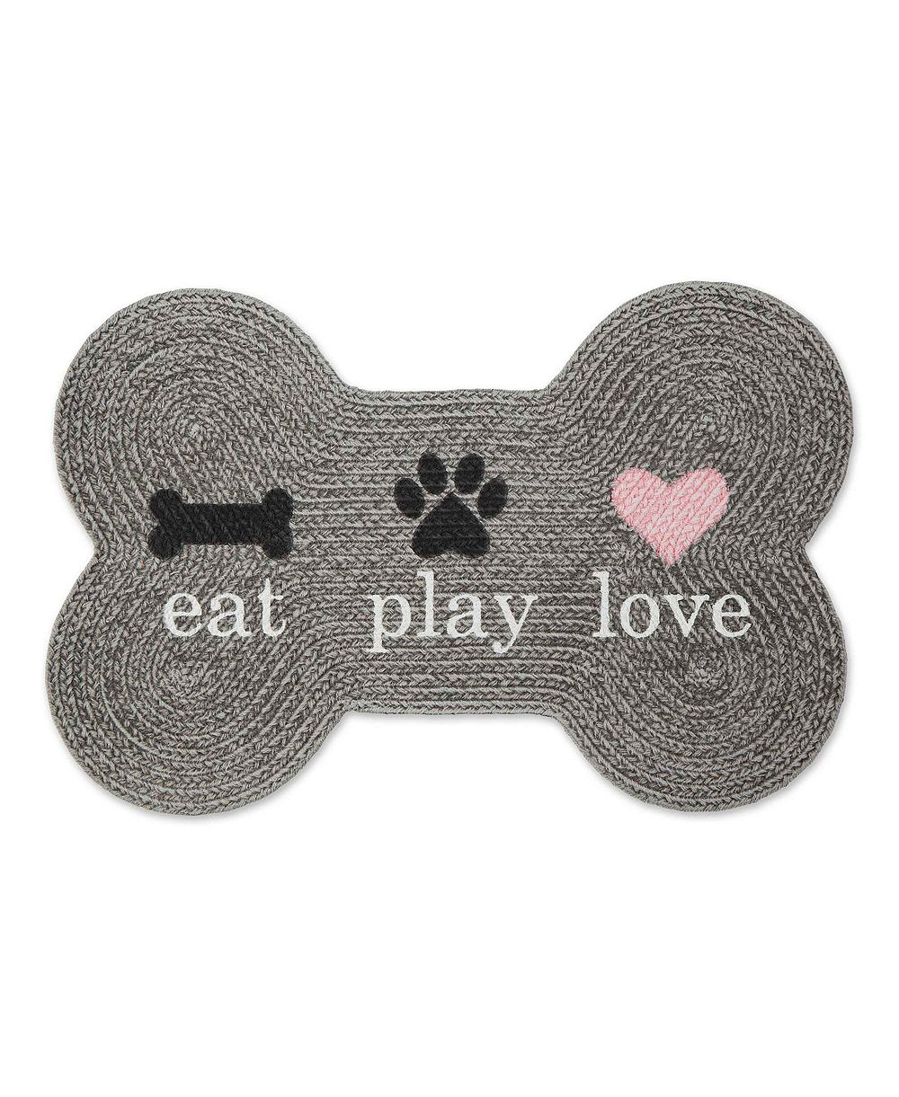 Bone Dry Pet Mat Bone Shape Eat Play Love