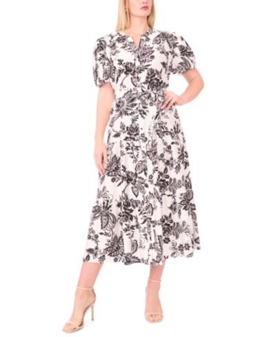Платье-рубашка MSK Plus Size Printed Puff-Sleeve Maxi