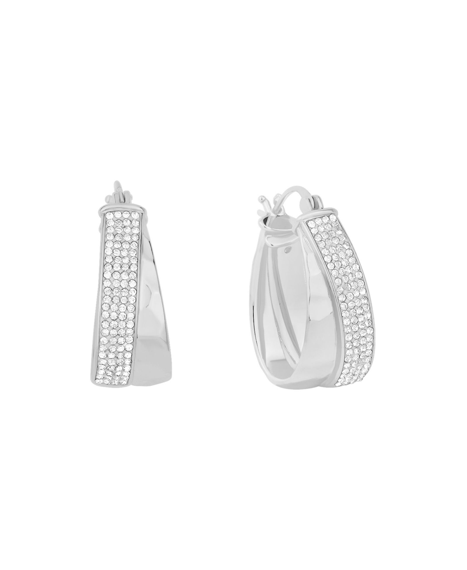 Серьги-кольца And Now This Clear Crystal Double Row Texture Hoop