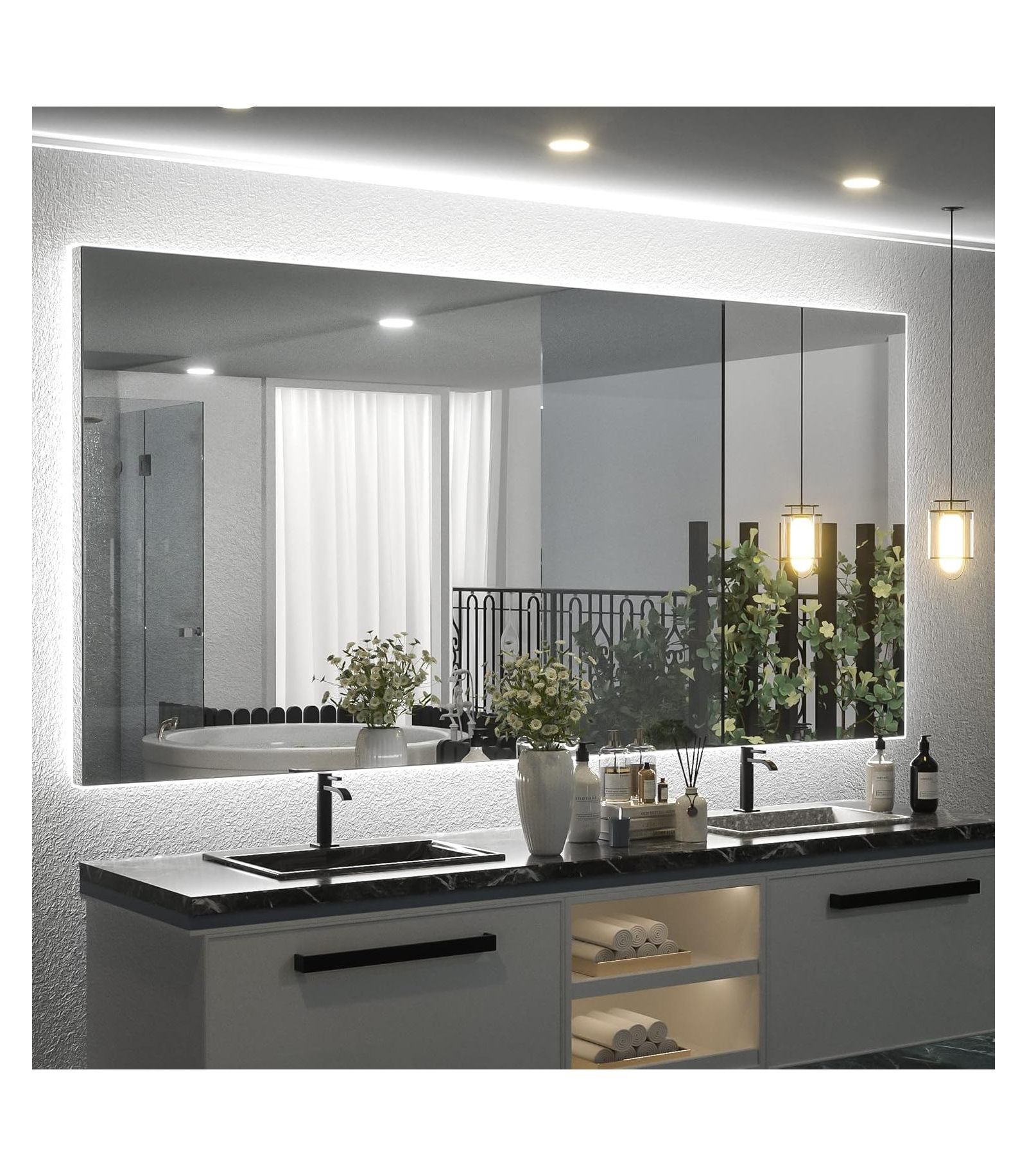 Зеркало для ванной keonjinn LED Backlit Frameless с регулировкой яркости