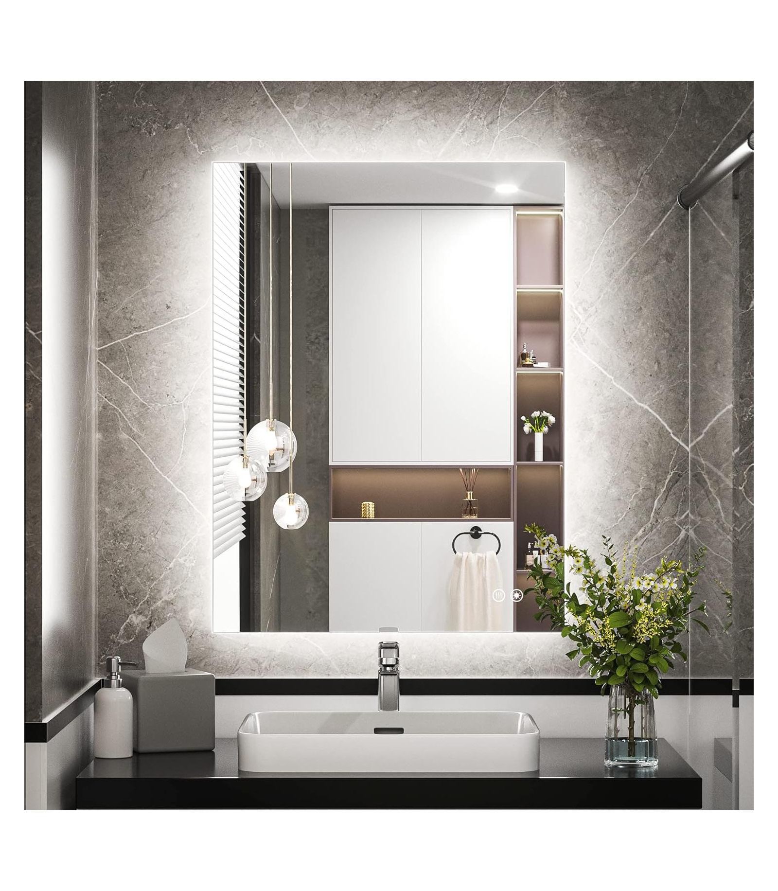 Зеркало для ванной keonjinn LED Backlit Frameless с регулировкой яркости