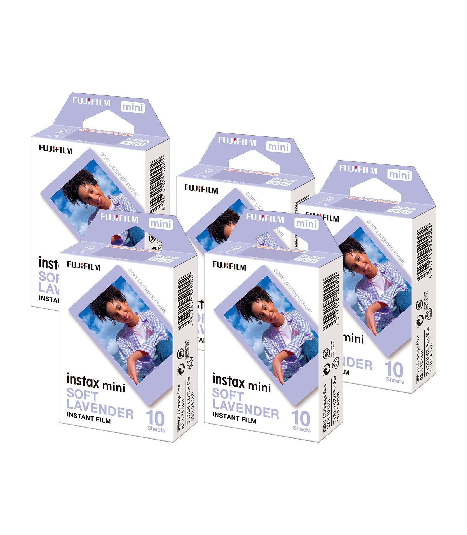 Fujifilm INSTAX MINI Soft Lavender Instant Print Film 5 Pack Bundle