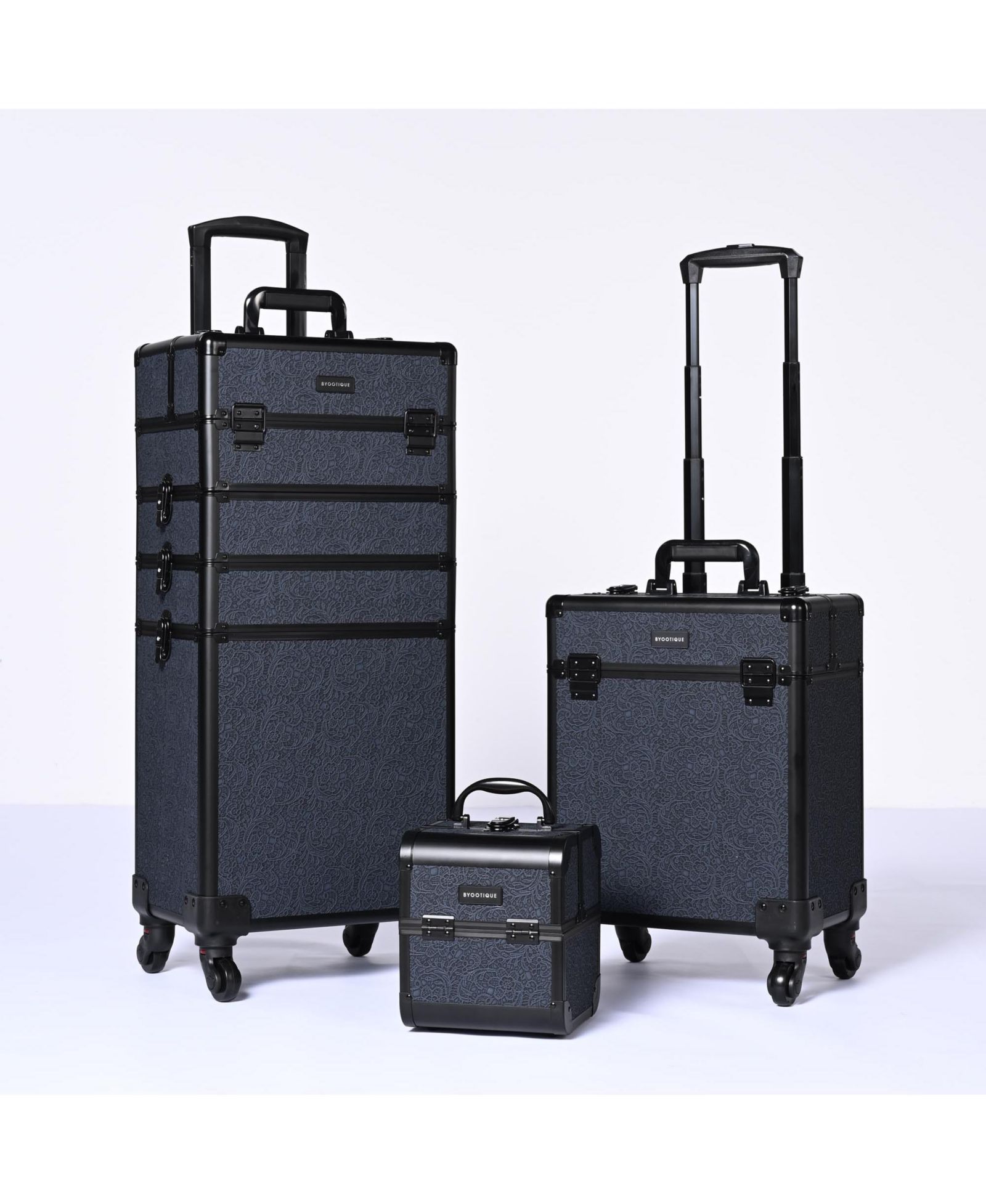 Byootique 3-Piece Makeup Train Cases Cosmetic Organizer Kit