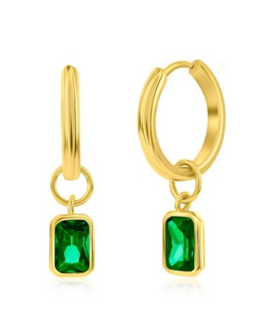 Simona Sterling Silver, CZ Charm Hoop, GP Earrings