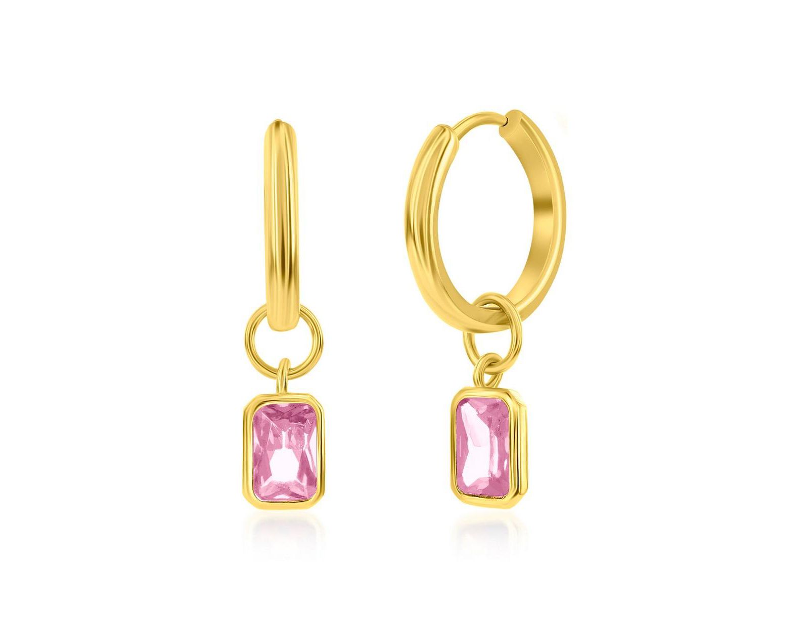 Simona Серьги-кольца Sterling Silver, CZ Charm, GP
