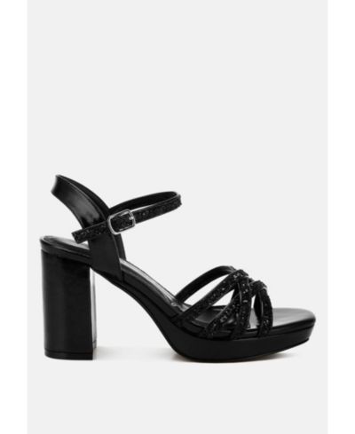 London Rag Women's Sparks Fly Glitter Strappy Block Sandals