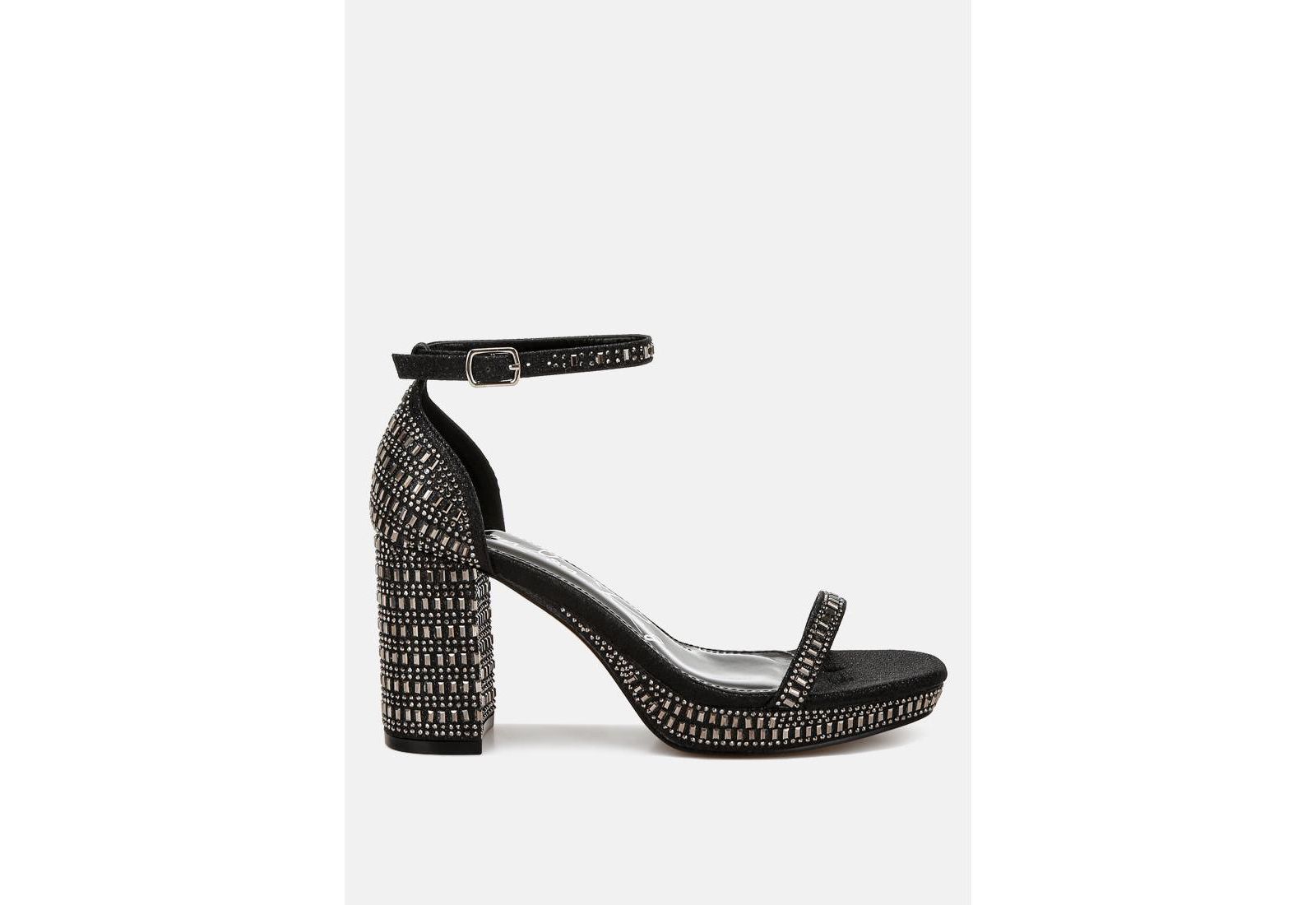 London Rag Womens Ronan Rhinestones Embellished Block Sandals