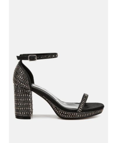 London Rag Womens Ronan Rhinestones Embellished Block Sandals