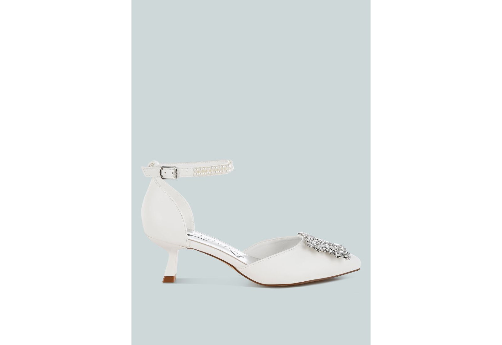 London Rag Womens Onkana Diamante Brooch Kitten Heel Sandals