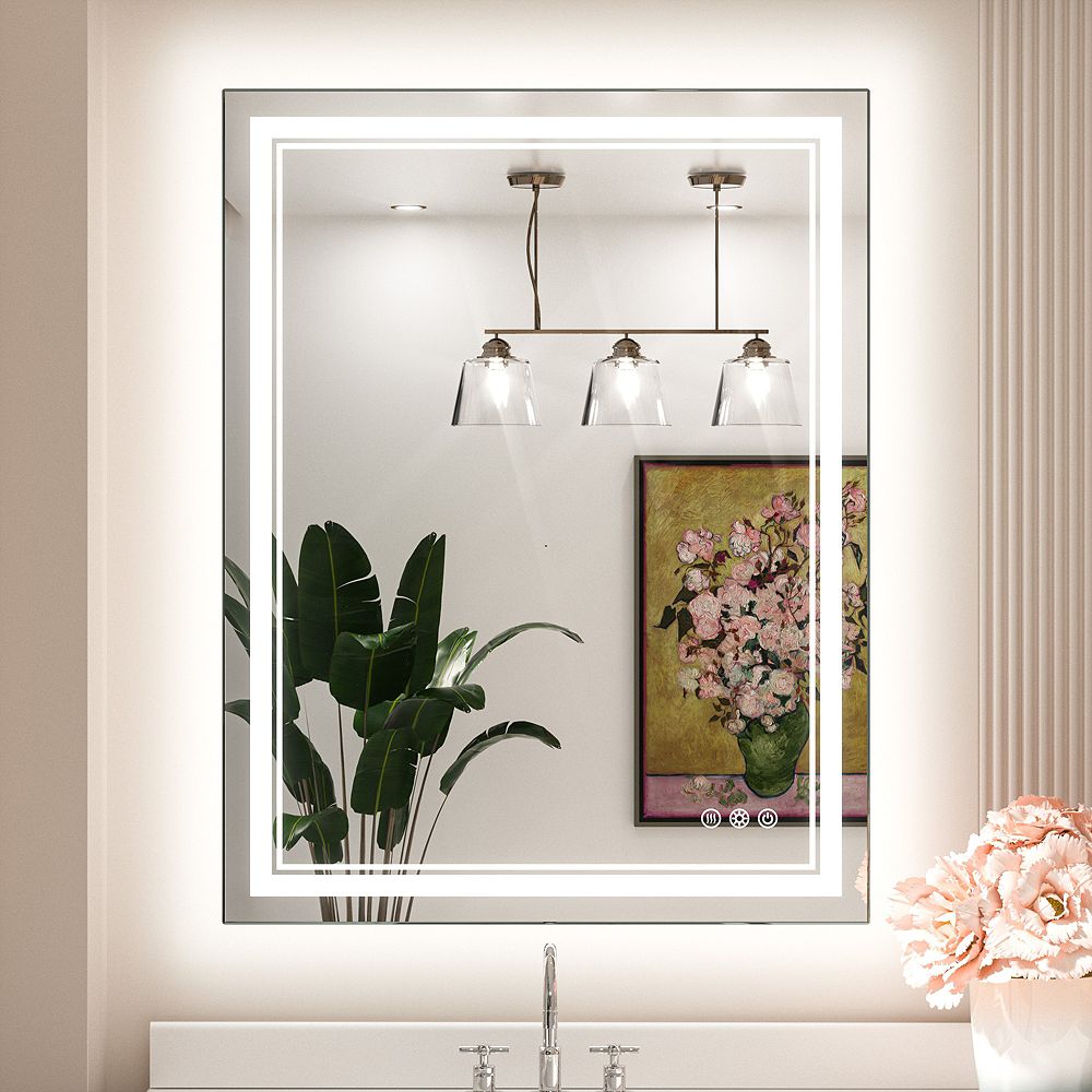 keonjinn 30x36 LED Bathroom Mirror with Frontlit and Backlit