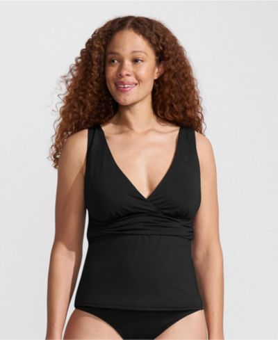 Lands' End Women's Chlorine Resistant Plunge X-Back Tankini Swimsuit Top