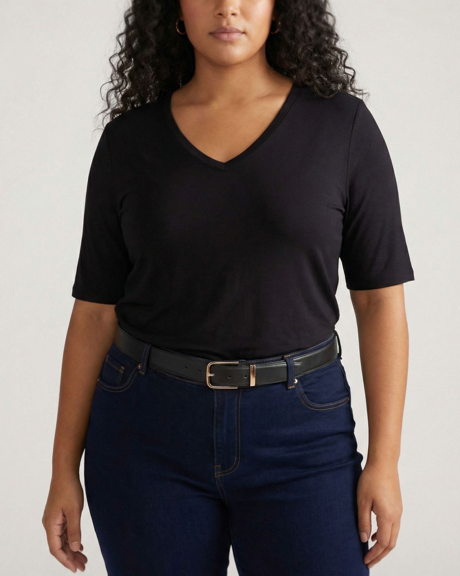 Universal Standard Plus Size Liquid Jersey V-Neck Stovepipe Tee