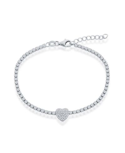 Simona Sterling Silver CZ Heart Tennis Bracelet